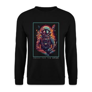 Astronaute abstrait coloré dans l’espace - Sweat-shirt Unisexe - noir - Devant - Alina (178cm) & Michal (187cm)