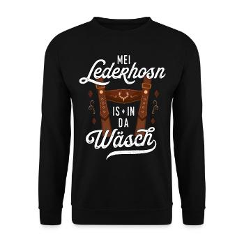 Mei Lederhose T-Shirt Herren Trachtenshirt Tracht - Unisex Pullover - Schwarz - Vorne - Alina (178cm) & Michal (187cm)