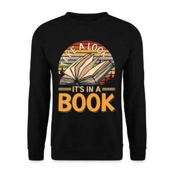Jetez un coup d’œil c’est dans un livre - Sweat-shirt Unisexe - noir - Devant - Alina (178cm) & Michal (187cm)