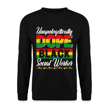 Unapologetically Worker african Design - Unisex Pullover - Schwarz - Vorne - Alina (178cm) & Michal (187cm)