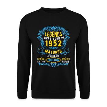 Les légendes sont nées en 1952 Anniversaire - Sweat-shirt Unisexe - noir - Devant - Alina (178cm) & Michal (187cm)
