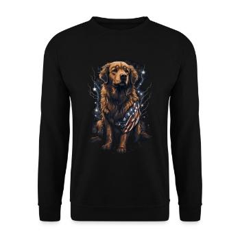 Hund Amerikanische Flagge stolzer Hundeliebhaber - Unisex Pullover - Schwarz - Vorne - Alina (178cm) & Michal (187cm)