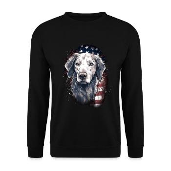 Hund Amerikanische Flagge stolzer Hundeliebhaber - Unisex Pullover - Schwarz - Vorne - Alina (178cm) & Michal (187cm)