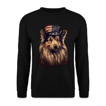 Schäferhund Amerikanische Flagge stolzer Hund - Unisex Pullover - Schwarz - Vorne - Alina (178cm) & Michal (187cm)