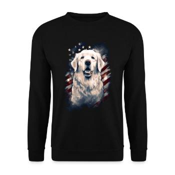 Hund Amerikanische Flagge stolzer Hundeliebhaber - Unisex Pullover - Schwarz - Vorne - Alina (178cm) & Michal (187cm)