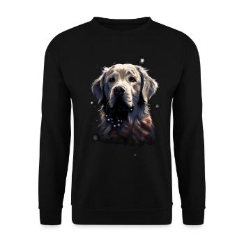 Hund Amerikanische Flagge stolzer Hundeliebhaber - Unisex Pullover - Schwarz - Vorne - Alina (178cm) & Michal (187cm)