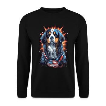Hund Amerikanische Flagge stolzer Hundeliebhaber - Unisex Pullover - Schwarz - Vorne - Alina (178cm) & Michal (187cm)