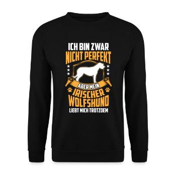 Mein Irischer Wolfshund liebt mich Irish Wolfhound - Unisex Pullover - Schwarz - Vorne - Alina (178cm) & Michal (187cm)
