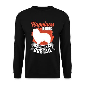 Bobtail makes you happy Old English Shepherd - Unisex Sweatshirt - black - Front - Alina (178cm) & Michal (187cm)