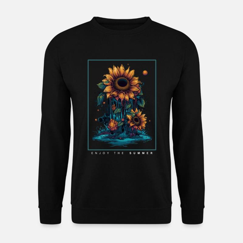 Psychedelische Sonnenblumen Garten Natur Geschenk - Unisex Pullover - Schwarz