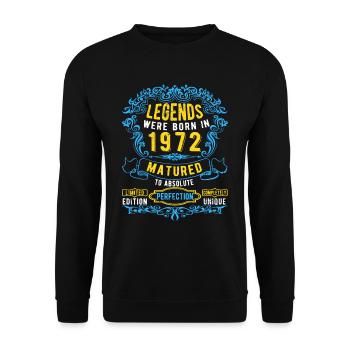 Legends were born in 1972 Birthday - Unisex Sweatshirt - black - Front - Alina (178cm) & Michal (187cm)
