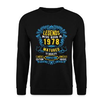 Legends were born in 1978 Birthday - Unisex Sweatshirt - black - Front - Alina (178cm) & Michal (187cm)
