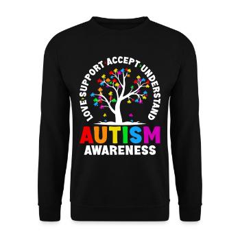 Love Support accept understand Autism - Unisex Sweatshirt - black - Front - Alina (178cm) & Michal (187cm)