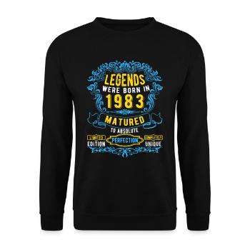 Les légendes sont nées en 1983 Anniversaire - Sweat-shirt Unisexe - noir - Devant - Alina (178cm) & Michal (187cm)