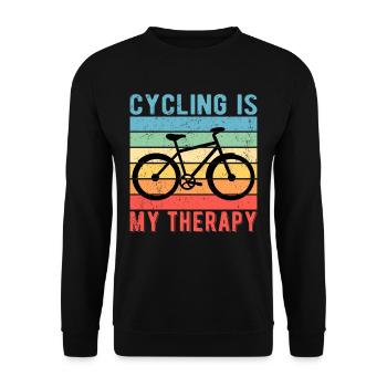 Cyclist Bicycle Cycling Is My Therapy - Unisex Sweatshirt - black - Front - Alina (178cm) & Michal (187cm)