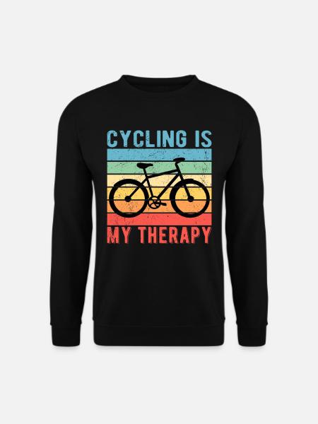 Fahrradfahrer Fahrrad Cycling Is My Therapy - Unisex Pullover - Schwarz