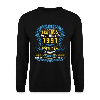 Legends were born in 1991 Birthday - Unisex Sweatshirt - black - Front - Alina (178cm) & Michal (187cm)