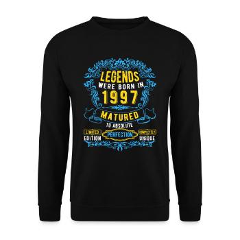 Legends were born in 1997 Birthday - Unisex Sweatshirt - black - Front - Alina (178cm) & Michal (187cm)