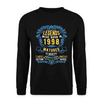 Les légendes sont nées en 1998 Anniversaire - Sweat-shirt Unisexe - noir - Devant - Alina (178cm) & Michal (187cm)