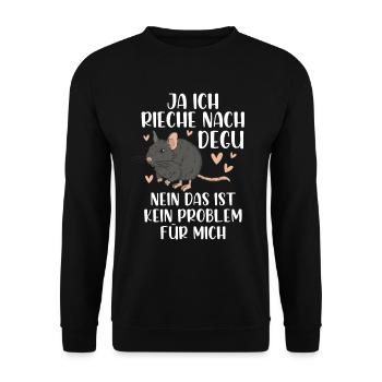 Rieche nach Degu Nagetier Stauchratte - Unisex Pullover - Schwarz - Vorne - Alina (178cm) & Michal (187cm)