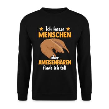 Ameisenbären finde ich toll Ameisenfresser - Unisex Pullover - Schwarz - Vorne - Alina (178cm) & Michal (187cm)