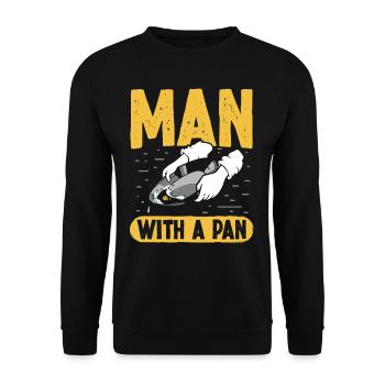 Man with a Pan - Unisex Sweatshirt - black - Front - Alina (178cm) & Michal (187cm)