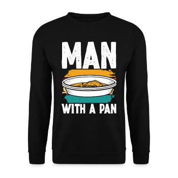 Man with a Pan - Unisex Sweatshirt - black - Front - Alina (178cm) & Michal (187cm)
