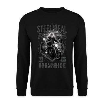 Vieux motard motard cool - Sweat-shirt Unisexe - noir - Devant - Alina (178cm) & Michal (187cm)