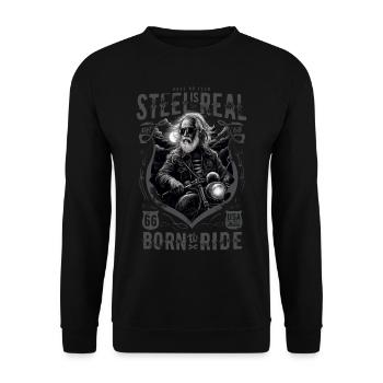 Vieux motard motard cool - Sweat-shirt Unisexe - noir - Devant - Alina (178cm) & Michal (187cm)