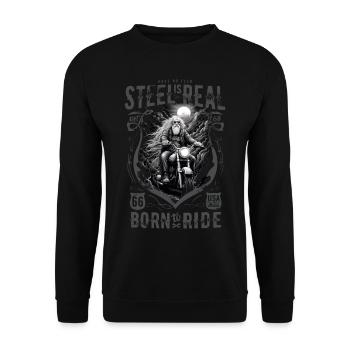 Vieux motard motard cool - Sweat-shirt Unisexe - noir - Devant - Alina (178cm) & Michal (187cm)