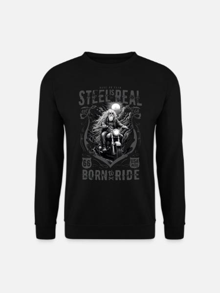 Cooler alter Biker Motorradfahrer - Unisex Pullover - Schwarz