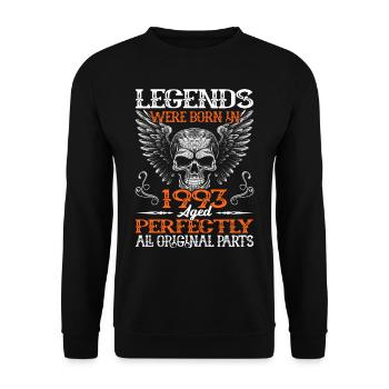 Legends were born in 1993 - 30th birthday - Unisex Sweatshirt - black - Front - Alina (178cm) & Michal (187cm)