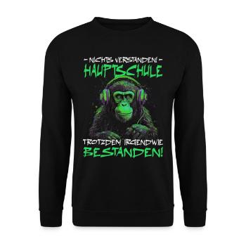 Hauptschule bestanden - Schulabschluss - Unisex Pullover - Schwarz - Vorne - Alina (178cm) & Michal (187cm)