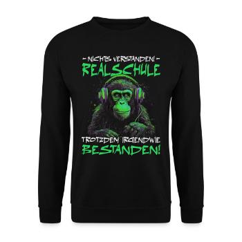 Realschule bestanden - Schulabschluss - Unisex Pullover - Schwarz - Vorne - Alina (178cm) & Michal (187cm)
