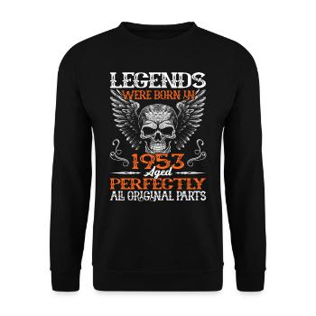 Legends were born in 1953 - 70th birthday - Unisex Sweatshirt - black - Front - Alina (178cm) & Michal (187cm)