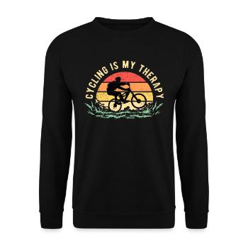 Cyclist Bicycle Cycling Is My Therapy - Unisex Sweatshirt - black - Front - Alina (178cm) & Michal (187cm)