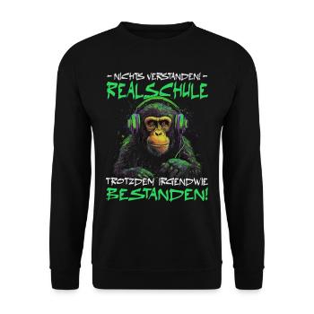 Realschule bestanden - Schulabschluss - Unisex Pullover - Schwarz - Vorne - Alina (178cm) & Michal (187cm)