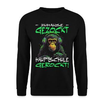 Hauptschule bestanden - Schulabschluss - Unisex Pullover - Schwarz - Vorne - Alina (178cm) & Michal (187cm)