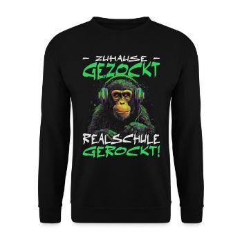Realschule bestanden - Schulabschluss - Unisex Pullover - Schwarz - Vorne - Alina (178cm) & Michal (187cm)