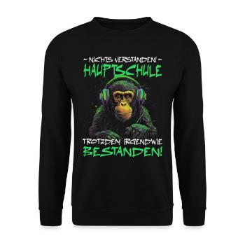 Hauptschule bestanden - Schulabschluss - Unisex Pullover - Schwarz - Vorne - Alina (178cm) & Michal (187cm)