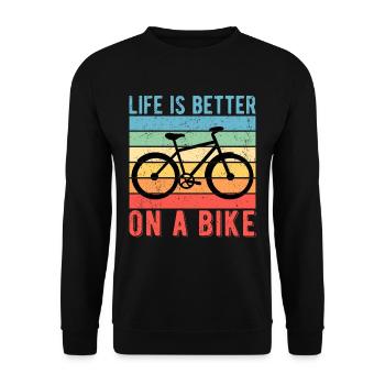 Cyclist Bike Life Is Better On A Bike - Unisex Sweatshirt - black - Front - Alina (178cm) & Michal (187cm)