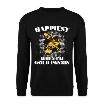 Happiest when i'm Goldpannin - Unisex Pullover - Schwarz - Vorne - Alina (178cm) & Michal (187cm)