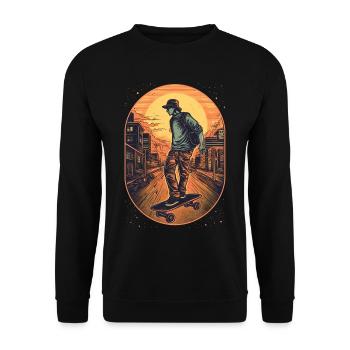 Skateboarder - Unisex Pullover - Schwarz - Vorne - Alina (178cm) & Michal (187cm)