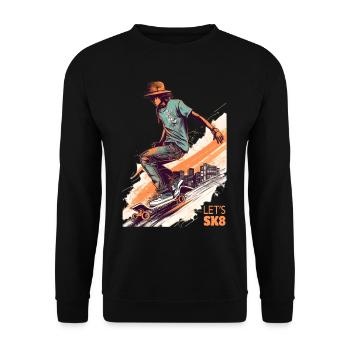 Skateboarder - Unisex Pullover - Schwarz - Vorne - Alina (178cm) & Michal (187cm)