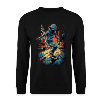 Cooler Skater Skateboard - Unisex Pullover - Schwarz - Vorne - Alina (178cm) & Michal (187cm)