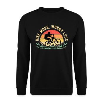 Cyclist Bike Bike More Worry Less - Unisex Sweatshirt - black - Front - Alina (178cm) & Michal (187cm)