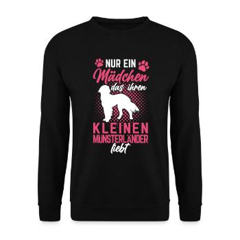 Nur ein Mädchen das Kleiner Münsterländer liebt - Unisex Pullover - Schwarz - Vorne - Alina (178cm) & Michal (187cm)