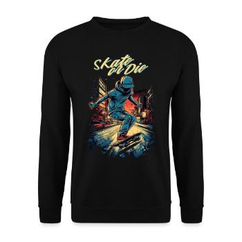 Skateboarder Skateboard Skate Skater - Unisex Pullover - Schwarz - Vorne - Alina (178cm) & Michal (187cm)