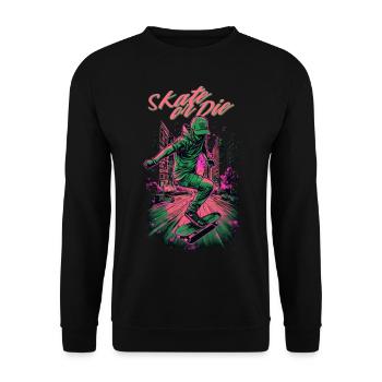 Skateboarder Skateboard Skate Skater - Unisex Pullover - Schwarz - Vorne - Alina (178cm) & Michal (187cm)
