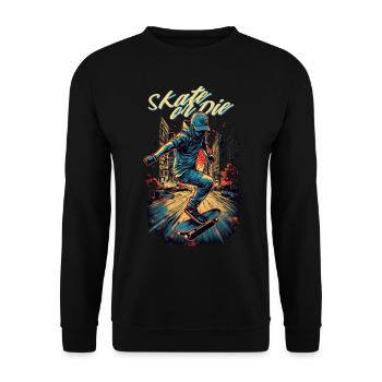 Skateboarder Skateboard Skate Skater - Unisex Pullover - Schwarz - Vorne - Alina (178cm) & Michal (187cm)